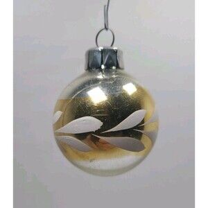 Vintage East Germany Glass Christmas Ornament Gold and white